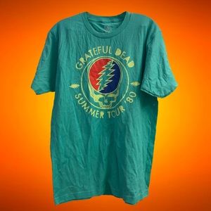 Grateful Dead Teal Turquoise Blue Green Summer Tour ‘80 T Shirt UNWORN